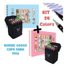 Kit Livro De Colorir 50 Folhas Grossa + 24 Canetinhas Touch