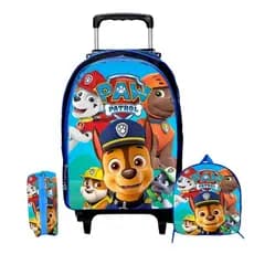Kit Mochila de Rodinha Patrulha Canina Infantil + Lancheira + Estojo | Mochila Escolar Menino Paw Patrol