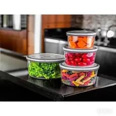 Conjunto Kit Potes Herméticos  Plástico Branco e Cinza Retangular  4 Unidades Electrolux