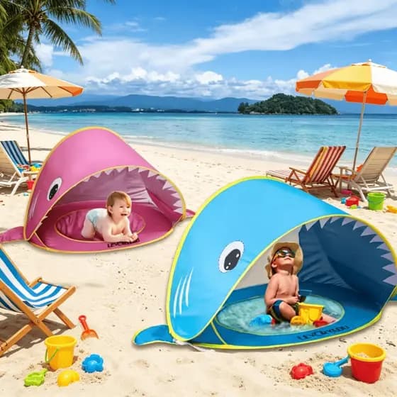 Barraca De Praia Jardim Portátil Para Bebês e Crianças Com Piscina Simples/ Baleia