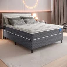 Cama de Casal com Colchão Casal Molas Ensacadas Pillow Top Cama Box 138x188 Umaflex