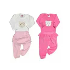 Kit conjunto body e calça bordado Menina - kit 4 peças bodie e mijão - Roupa bebê Feminina