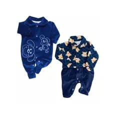 Kit 2 Macacões RN de bebê Masculino Plush Inverno Teddy - Roupa bebê menino