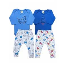Kit 4 peças body e mijão manga longa menina e menino - moda bebê - Babybee