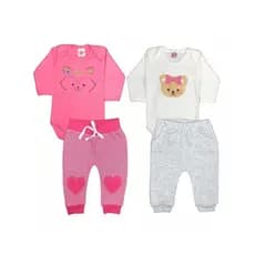 kit de conjunto body e calça bebê bordado e estampado -  Roupa bebê Menina
