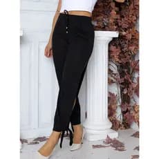 Calça Feminina Lãzinha Com Fenda Lateral e Laço no Tornozelo Tendência Outono Fashion