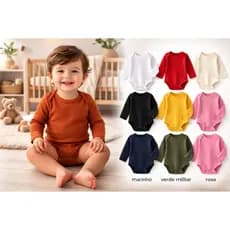 Body Bebê Manga Longa 100% Algodão Egípcio Luxo Liso Varias Cores Confortável Recem Nascido Unisex