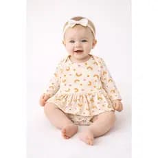 Body Bebê Manga Longa Vestido Algodão Menina Luxo Estampado Infantil Menina Inverno Recem Nascido
