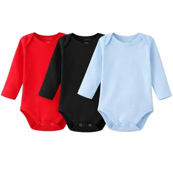 Kit 3 Body Bebê Manga Longa Suedine 100% Algodão Liso Macio Gola Envelope Menino Menina Neutro Luxo
