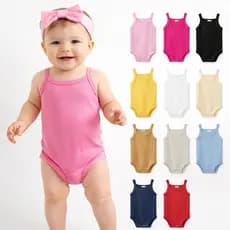 Kit 5 Body Bebê Alcinha Verão Suedine 100% Algodão Infantil Menina Liso Sem Manga Regata Enxoval