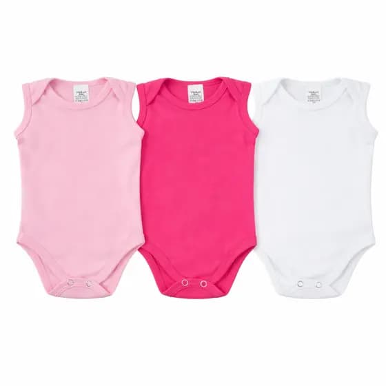 Kit 3 Body Bebê Minimalista Regata sem Manga 100% Algodão Neutro Menina Menino Unisex Infantil Luxo
