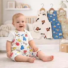 Jardineira Bebê algodão com elastano Cotton Estampado infantil menino comforto para enxoval rn ao g