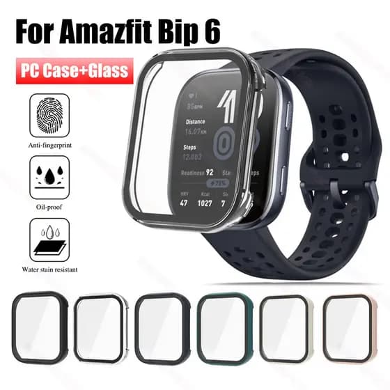 Case Para Amazfit Bip 6 Hard PC Case Capa Protetora De Tela De Vidro Temperado