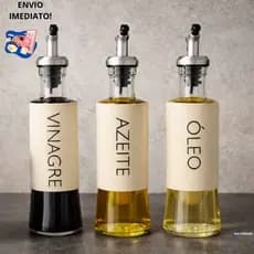 Galheteiro Completo De Vidro Kit Azeiteiro Vinagreiro Óleo Porta Temperos Azeite Vinagre Cozinha Mesa Posta