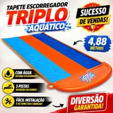Tapete Escorregador Aquático Triplo 3 Pistas Infantil Deslizante Quintal Piscina Diversão Ar Livre