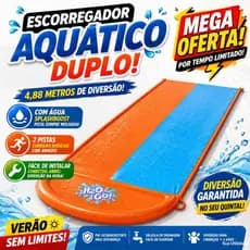 Escorregador Inflável Aquático Duplo 4,88m Com Água Brinquedo Infantil Verão Duas Pistas Piscina