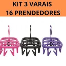Kit 3 Varais Calcinha Cueca Meias Com 16 prendedores Cores Sortidas
