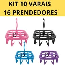 Kit 10 Varais Calcinha Cueca Meias Com 16 prendedores Cores Sortidas