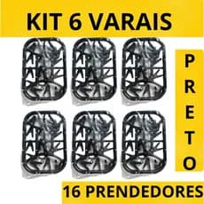 Kit 6 Varais Preto Calcinha Cueca Meias Com 16 prendedores Reforçado Oferta