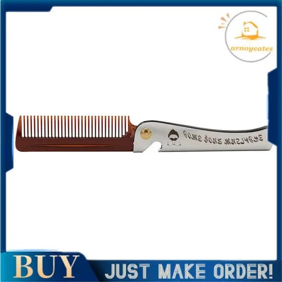 1 Pçs Masculino Dobrável Bolso Pente PP Dentes Desembaraçar Cabelo Barba Alça De Metal Pentear Bigode