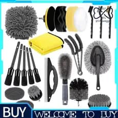 Kit De Limpeza De Carro Conjunto De Escova Para Detalhes Toalha Pneus
