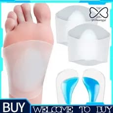 Conjunto De Suporte De Arco De Gel , 2 Pares De Mangas De Fascite Plantar/Palmilhas De Sapato Para Pés Chatos , Silicone