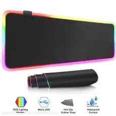 Mousepad Gamer LED RGB Grande 80x40 com Wireless Charger 15W Mousepad +Carregador sem fio para celular e pc Impermeável