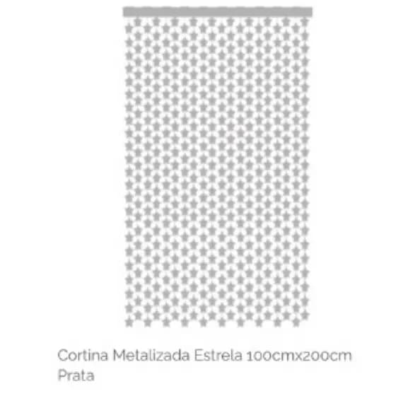 Cortina Metalizada Estrela 100cmx200cm Prata
