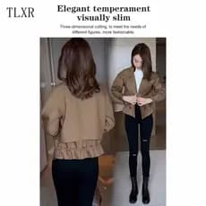 Casaco de Primavera Feminino Macio, Trench Coat Feminino Elegante, Ajuste Slim, Antirrugas, Estiloso QL532