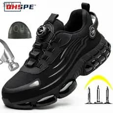 Botão Rotativo Novos Sapatos de Segurança Masculinos Anti-Esmagamento Perfuração Trabalho Moda Masculina XGZG