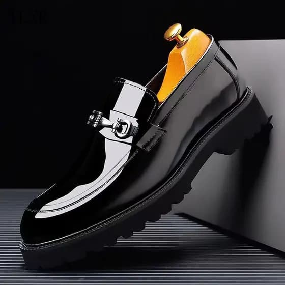 Sapatos Masculinos de Couro Genuíno, Mocassins de Sola Grossa, Sapatos Casuais de Couro Respirável de Alta Qualidade LZC