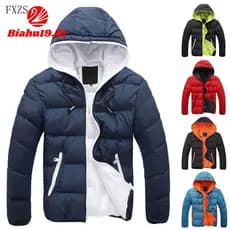 Jaqueta Puffer Masculina Plus Size Bobojaco Acolchoada com Capuz e Zíper Casaco de Inverno Quente à Prova de Vento NPSA