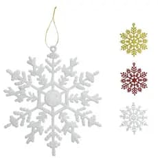 Flocos De Neve 10 Pingentes Grande C/ Glitter Decoração Enfeite Árvore Natal Branco/Vermelho/Dourado lembrancinha top