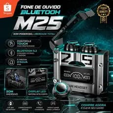 Fones De Ouvido Sem Fio Tws Bluetooth 5.3 M25 Earbuds LED Gamer