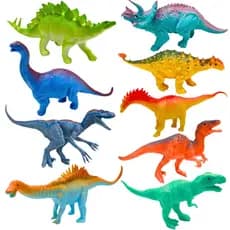 Kit 9 Dinossauros Brinquedo De Borracha Coleção Criança Realista Presente C/Acessórios Jurassic Rex