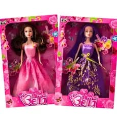 Kit 2 Bonecas Bella Princesa Em Vinil Brinquedo Atacado Presente Lindos Vestidos Sapatos Acessórios