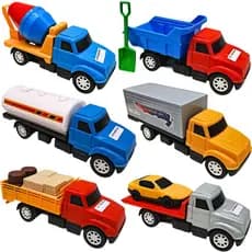 Kit 6 Caminhões Coleção Urbano Brinquedo Caminhão Betoneira Baú Guincho Tanque Caçamba Carroceria