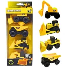 Carrinhos Brinquedo Menino Trator Escavadeira Kit com 4 Carrinhos de Construção Coleção Atacado