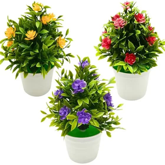 Kit 3 Vasinhos Decoração Vaso Flores Planta Artificial Decorativo Lembrancinha Festa Atacado