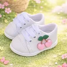 Tenis de Bebe Cereja Rosa Recem nascido menina