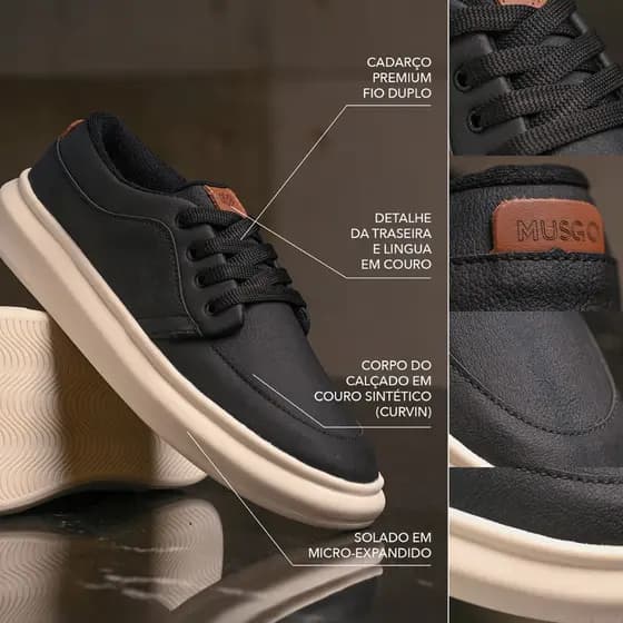 SAPATENIS COURO SINTETICO MASCULINO CASUAL DIA A DIA INVERNO