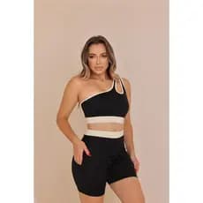 Conjunto Feminino short com Top Um Ombro Só – Tendência Moda
