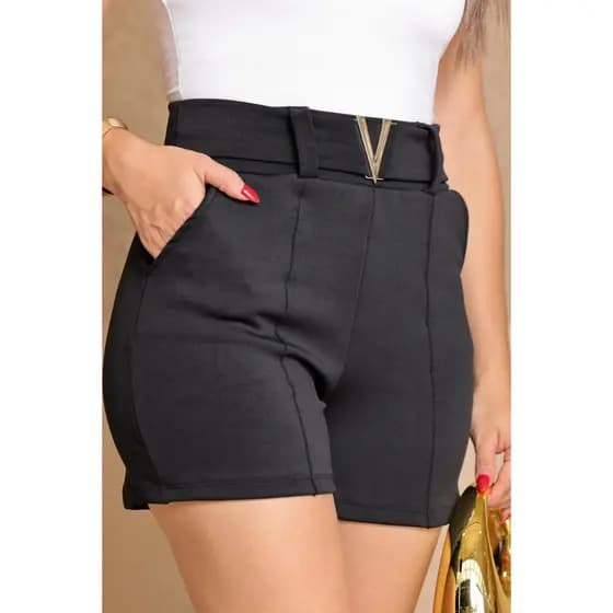 Short Alfaiataria Premium com Cinto Estilo e Conforto