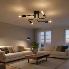 Luminária de Teto Plafon Sobrepor Sputnik 4 Braços Lustre Aranha Moderno em Aluminio Bivolt