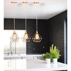 Luminária de Teto Conjunto Lustre 3 Unidades Pendente Aramado Quarto Sala Ilha Cozinha Gourmet