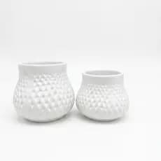 KIt Vaso Branco De Ceramica Decoração Casa Sala Mesa