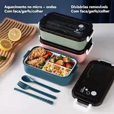 Marmita + Garfo + Colher Portátil 850ml/1100ml c/ talheres LUNCH BOX