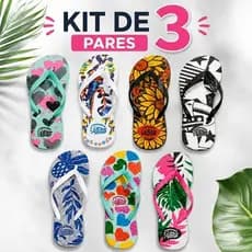 Kit 3 Pares Chinelo Feminino Chinela Macia Antiderrapante Confortável Dia a Dia