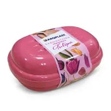 Saboneteira Plástica Rosa ou Cinza