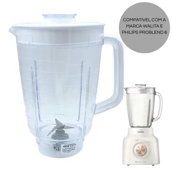 Copo Liquidificador walita problend 6 800 W Ri2134 RI2135 RI2136 RI2137 Cristal Branco